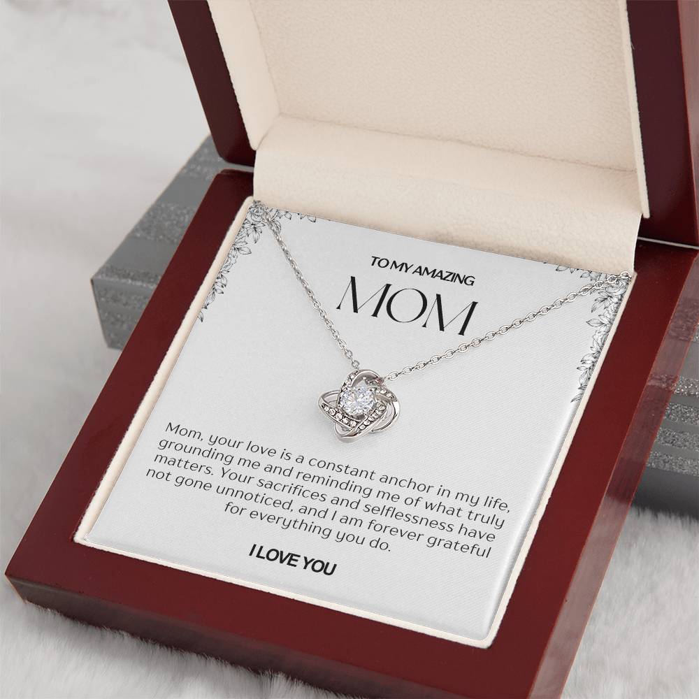 To My Amazing Mom Love Knot Necklace