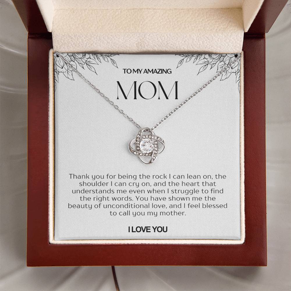 To My Amazing Mom Love Knot Necklace