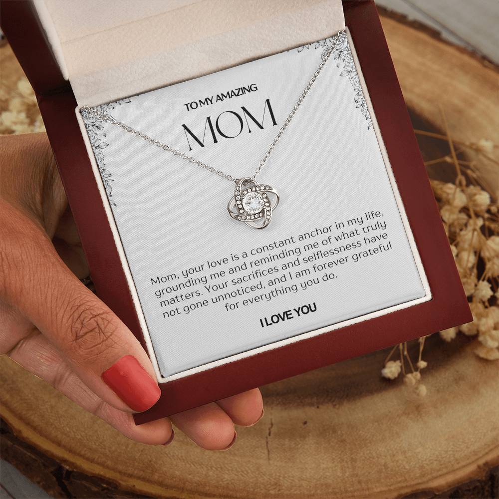 To My Amazing Mom Love Knot Necklace