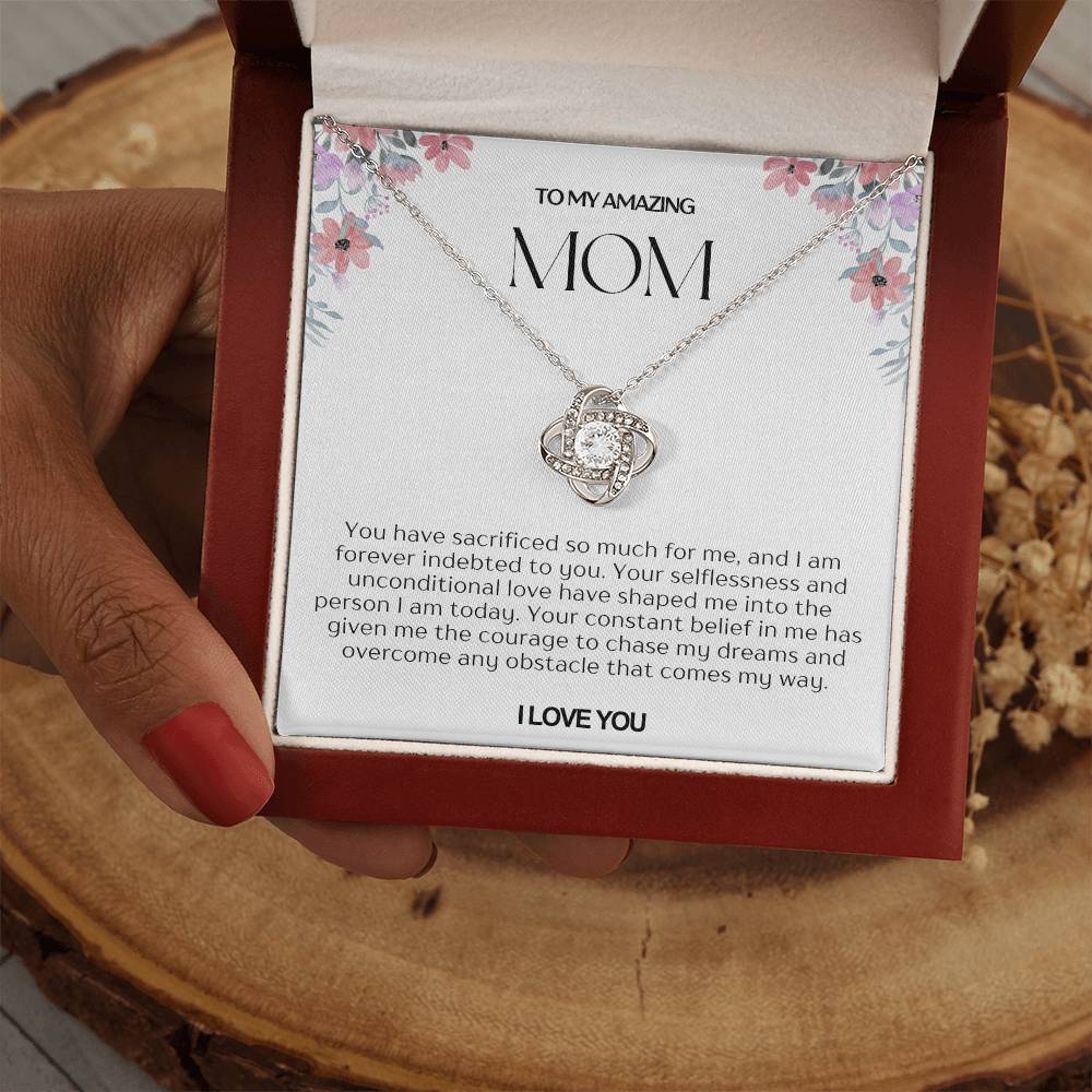 To My Amazing Mom Love Knot Necklace