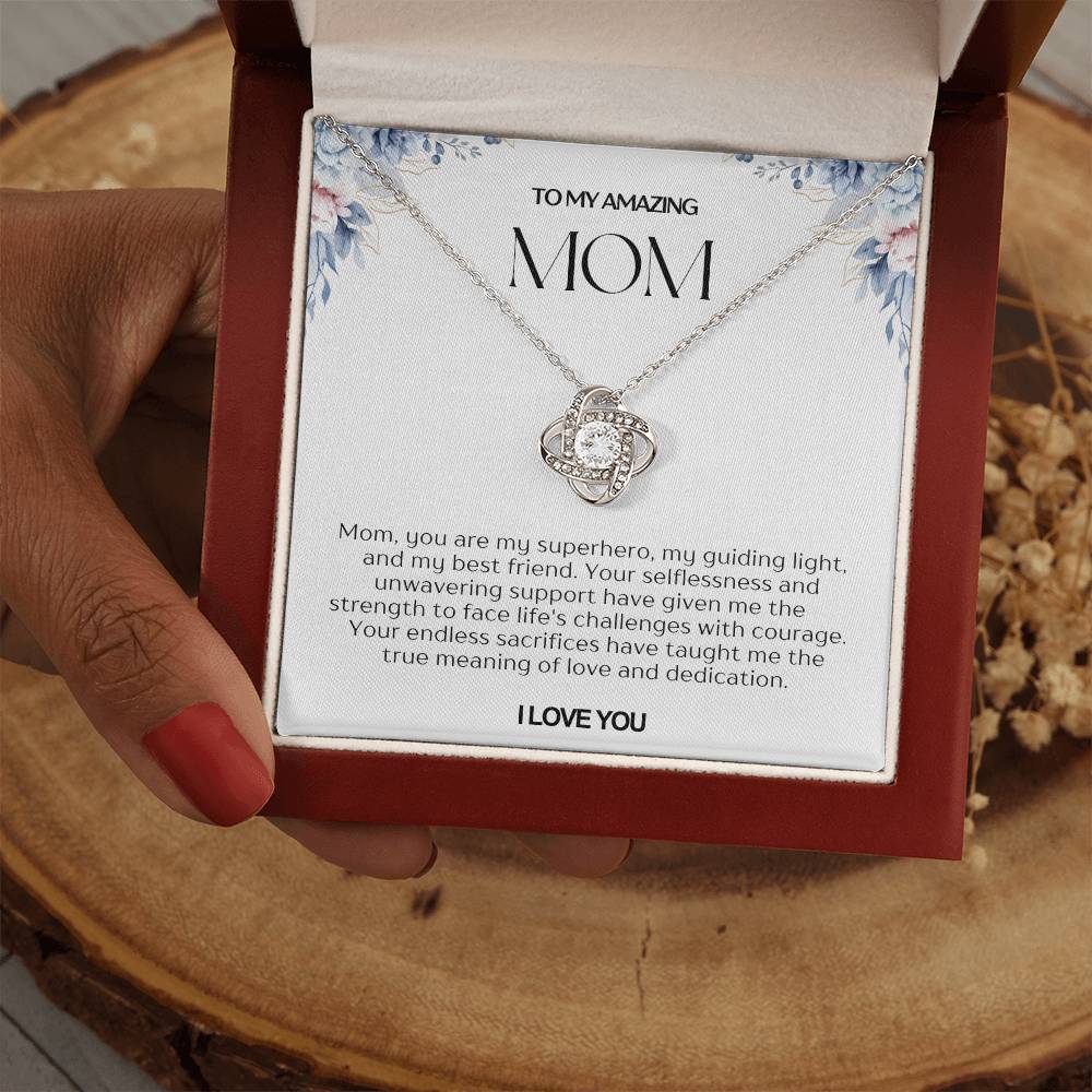 To My Amazing Mom Love Knot Necklace