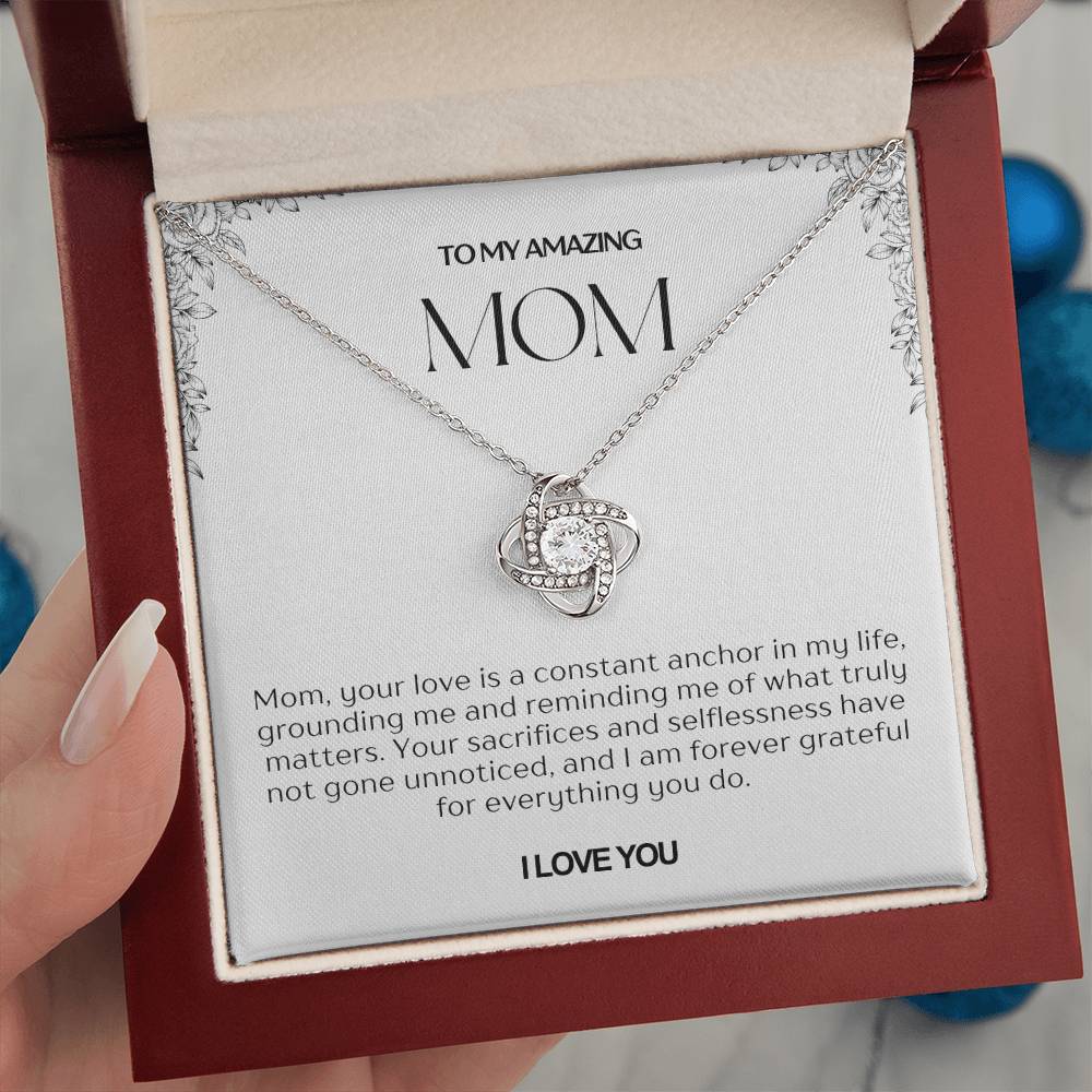 To My Amazing Mom Love Knot Necklace