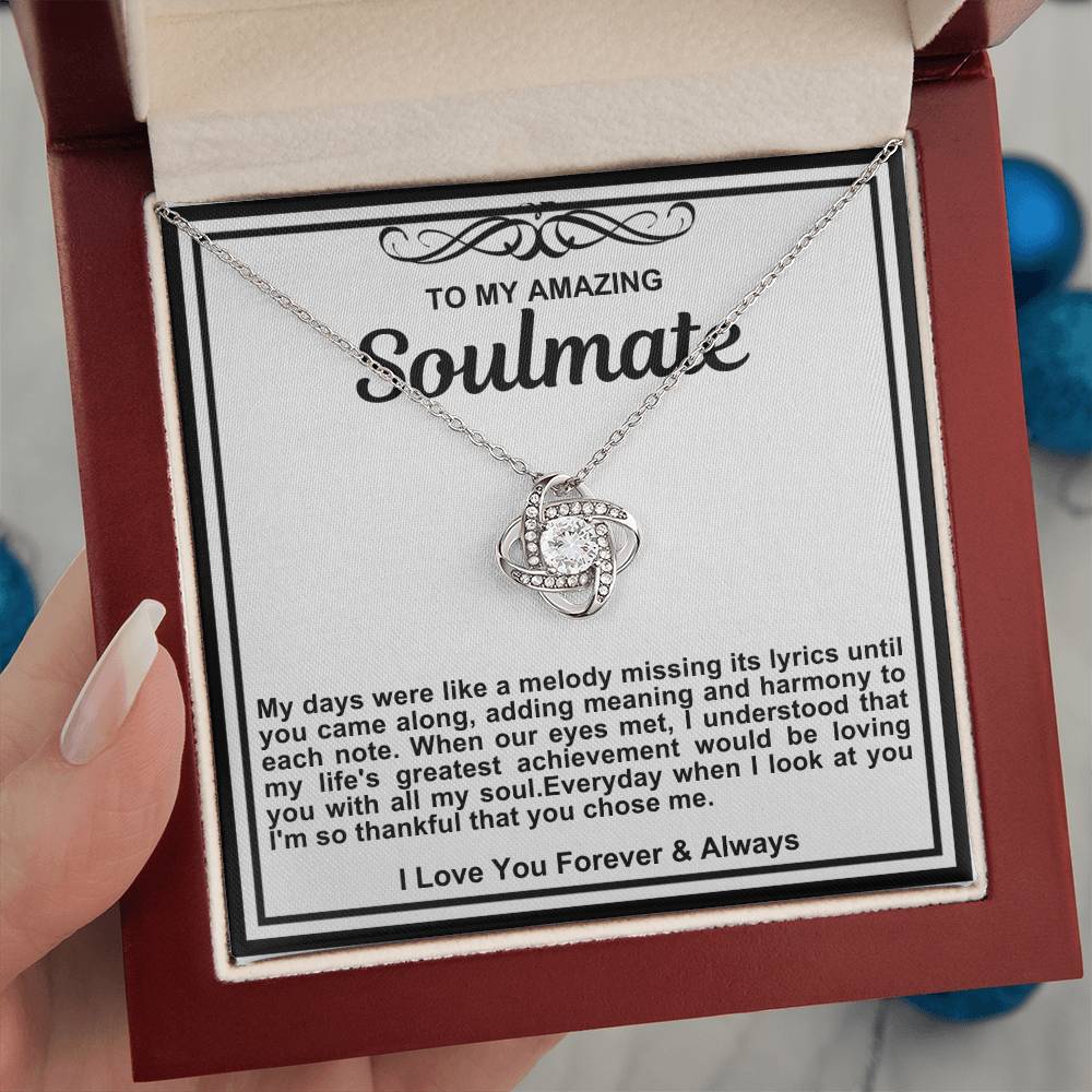 Soulmate Love Knot Necklace- My Days Were Like A Melody Missing Its Lyrics