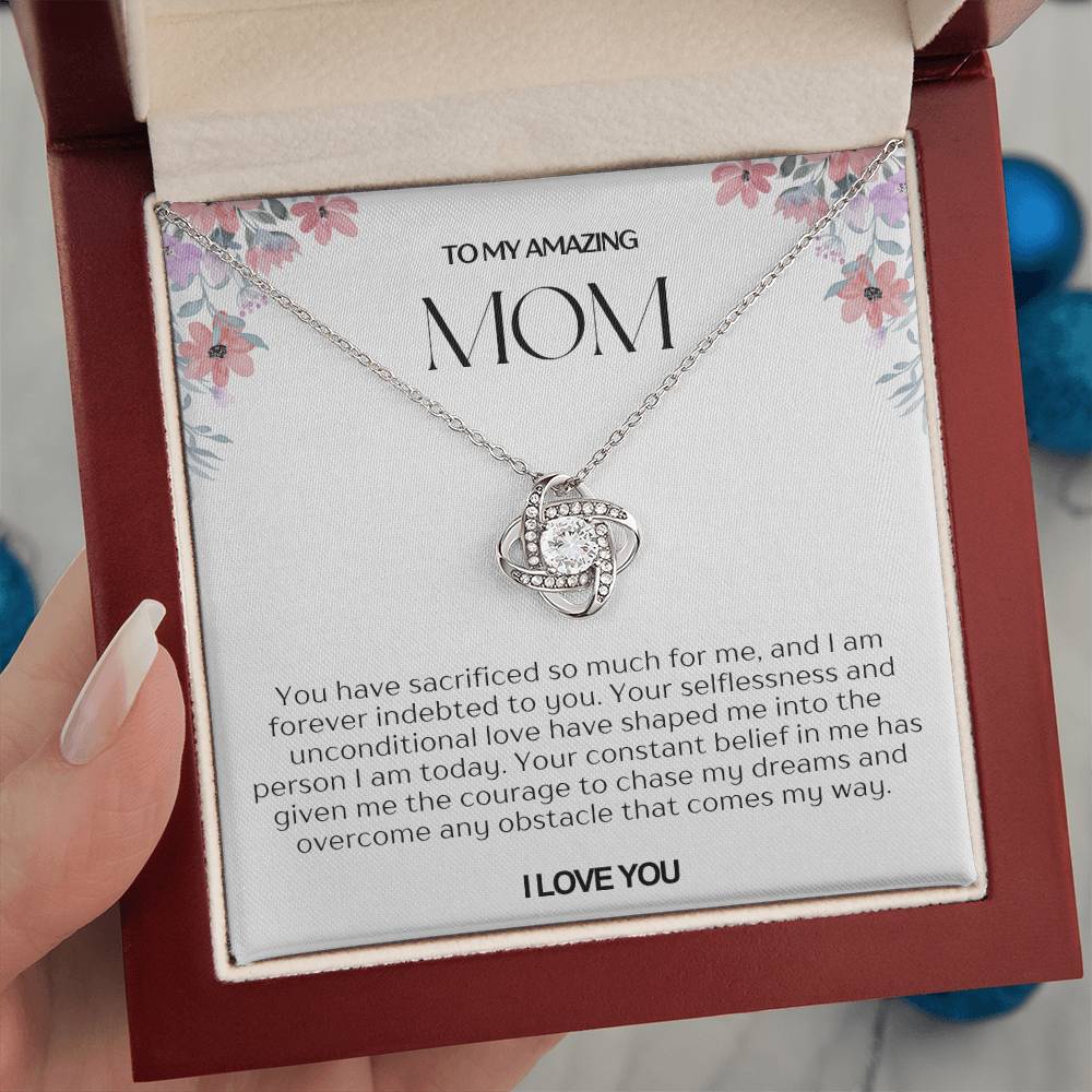 To My Amazing Mom Love Knot Necklace