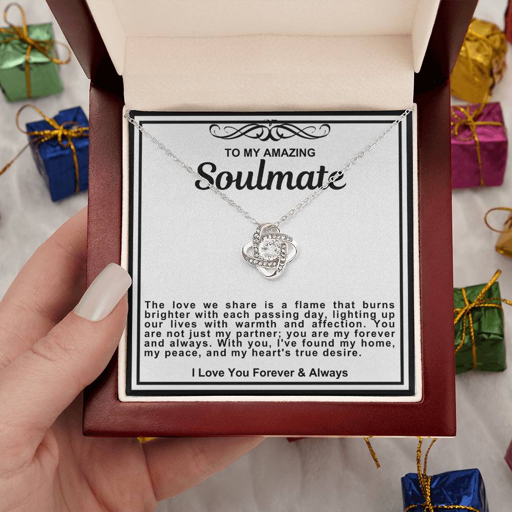 Soulmate Love Knot Necklace- The Love We Share Is A Flame That Burns Bright