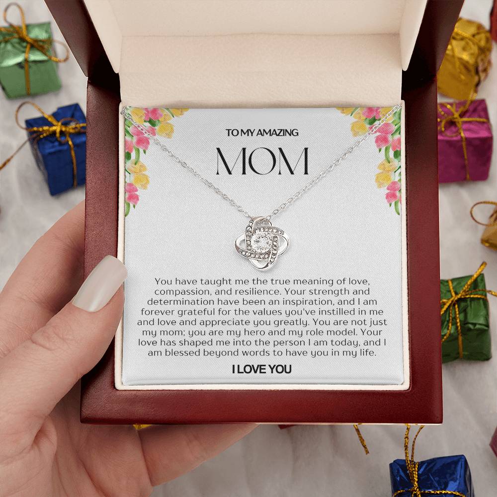 To My Amazing Mom Love Knot Necklace