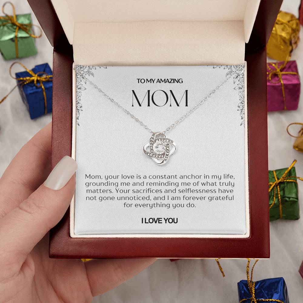 To My Amazing Mom Love Knot Necklace