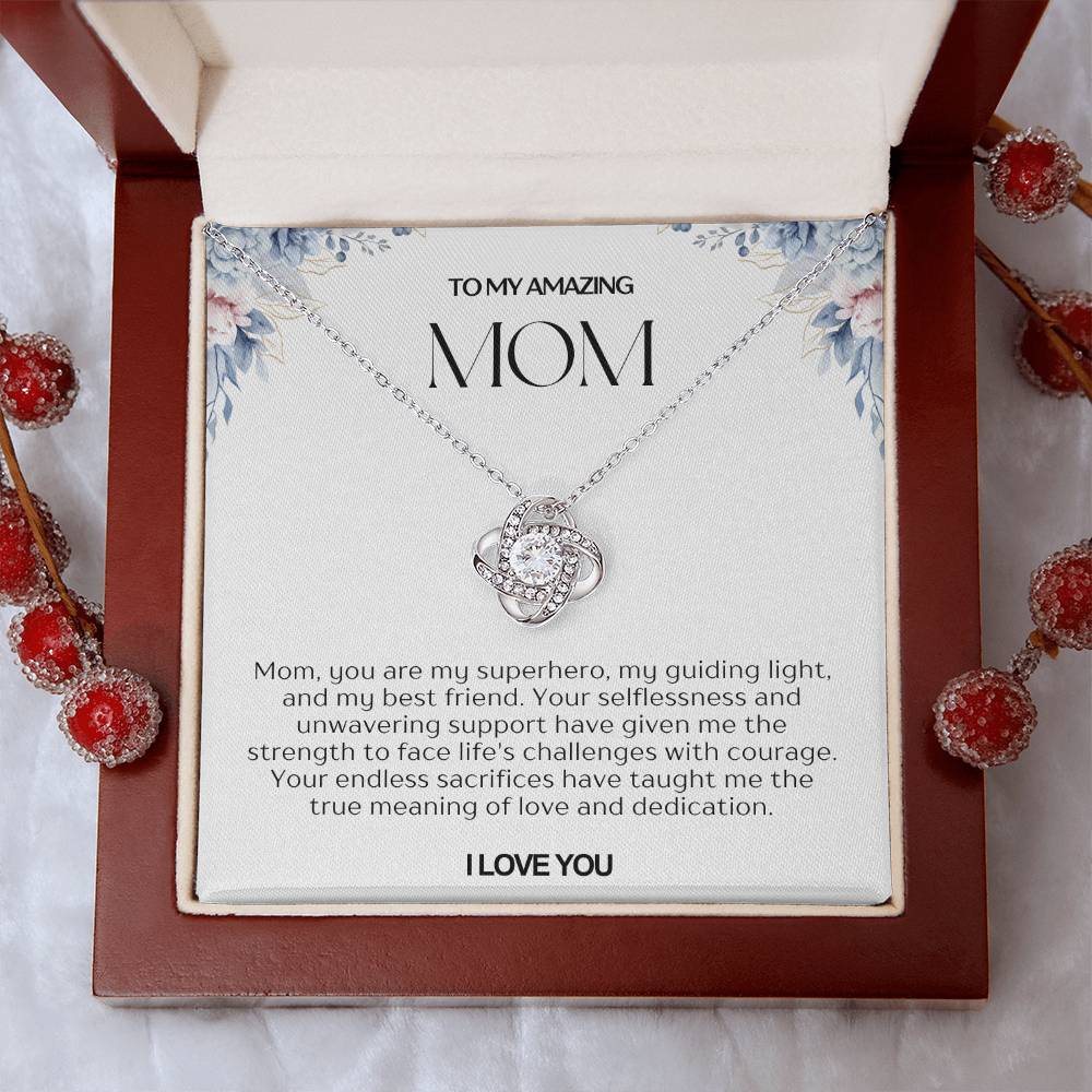 To My Amazing Mom Love Knot Necklace