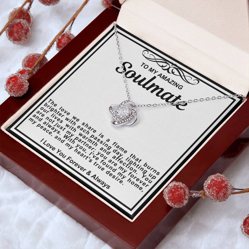 Soulmate Love Knot Necklace- The Love We Share Is A Flame That Burns Bright