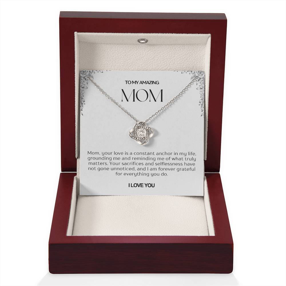 To My Amazing Mom Love Knot Necklace