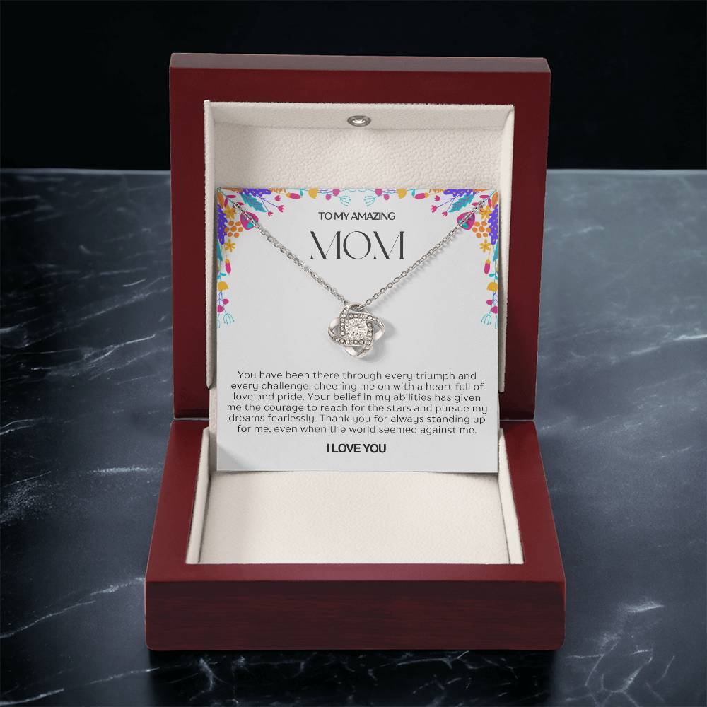 To My Amazing Mom Love Knot Necklace