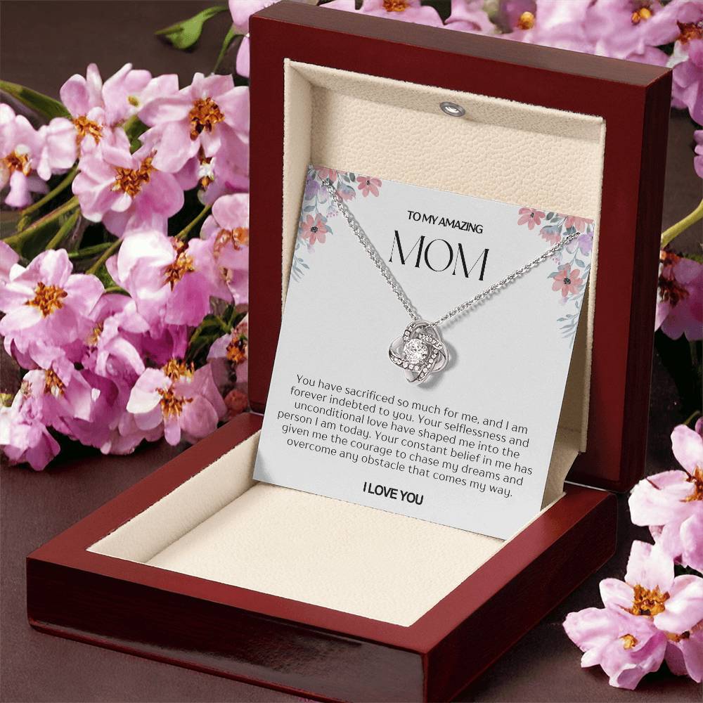 To My Amazing Mom Love Knot Necklace