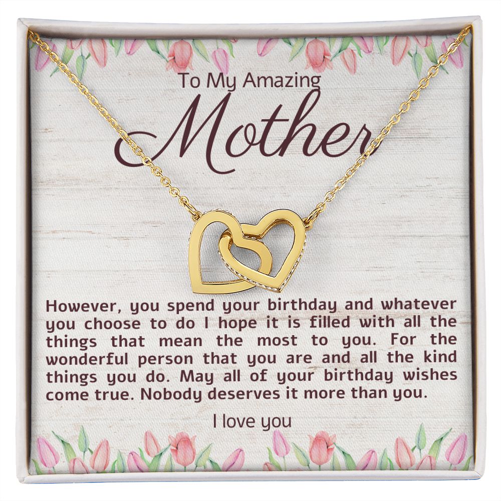 To My Amazing Mother Hearts Birthday Necklace