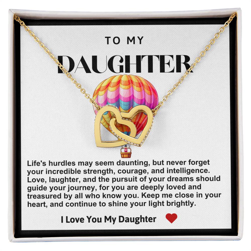 Daughter Double Heart Necklace- Hot Air Balloon