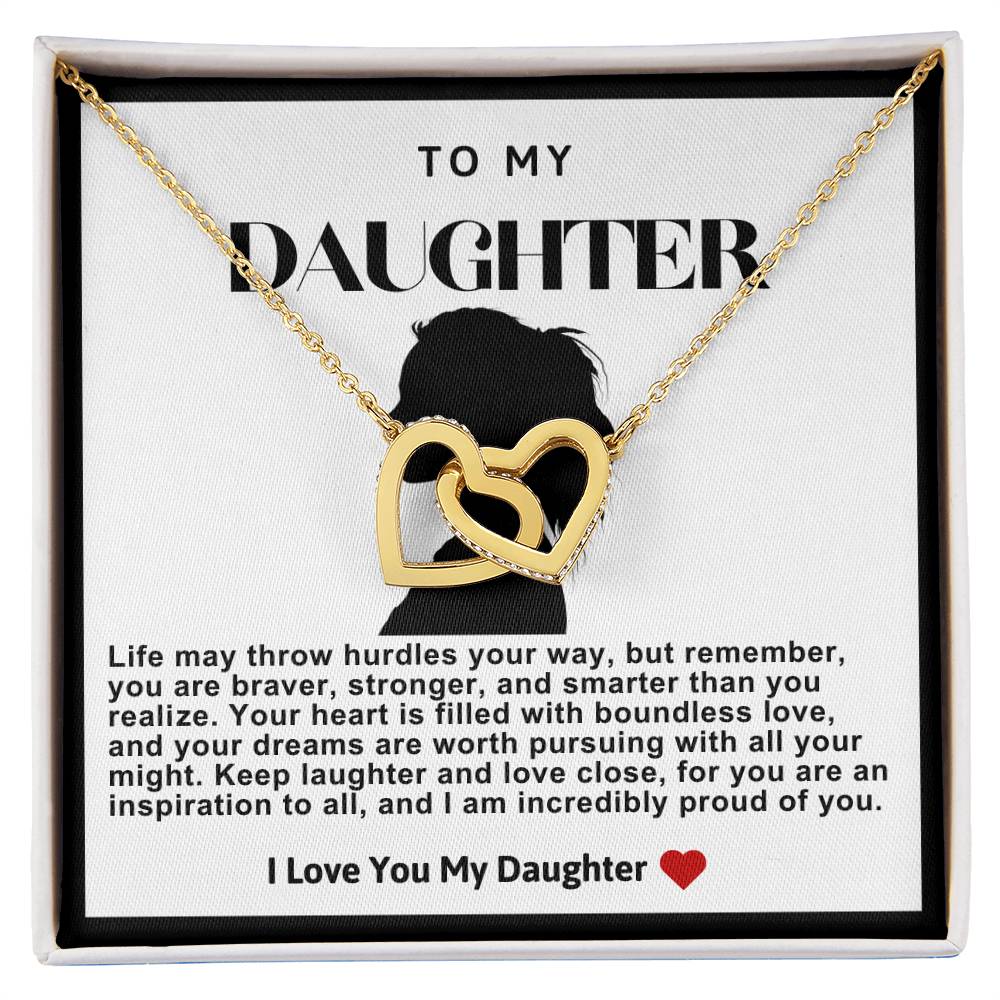 Daughter Double Heart Necklace- Ponytail