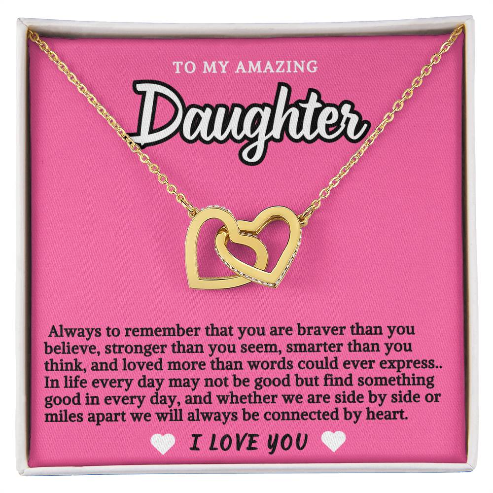 Pink Design Daughter Hearts Necklace