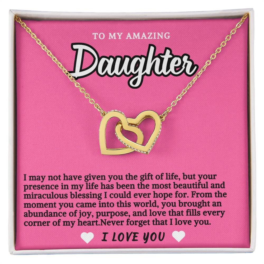 Pink Design Daughter Hearts Necklace