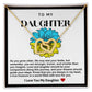 Daughter Double Heart Necklace- Yellow and Blue Flower