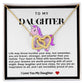 Daughter Double Heart Necklace- Pink Unicorn