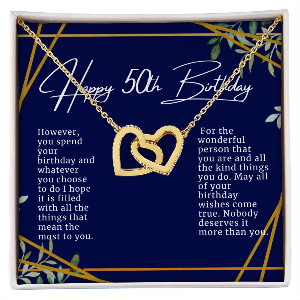 Happy 50th Birthday Hearts Necklace