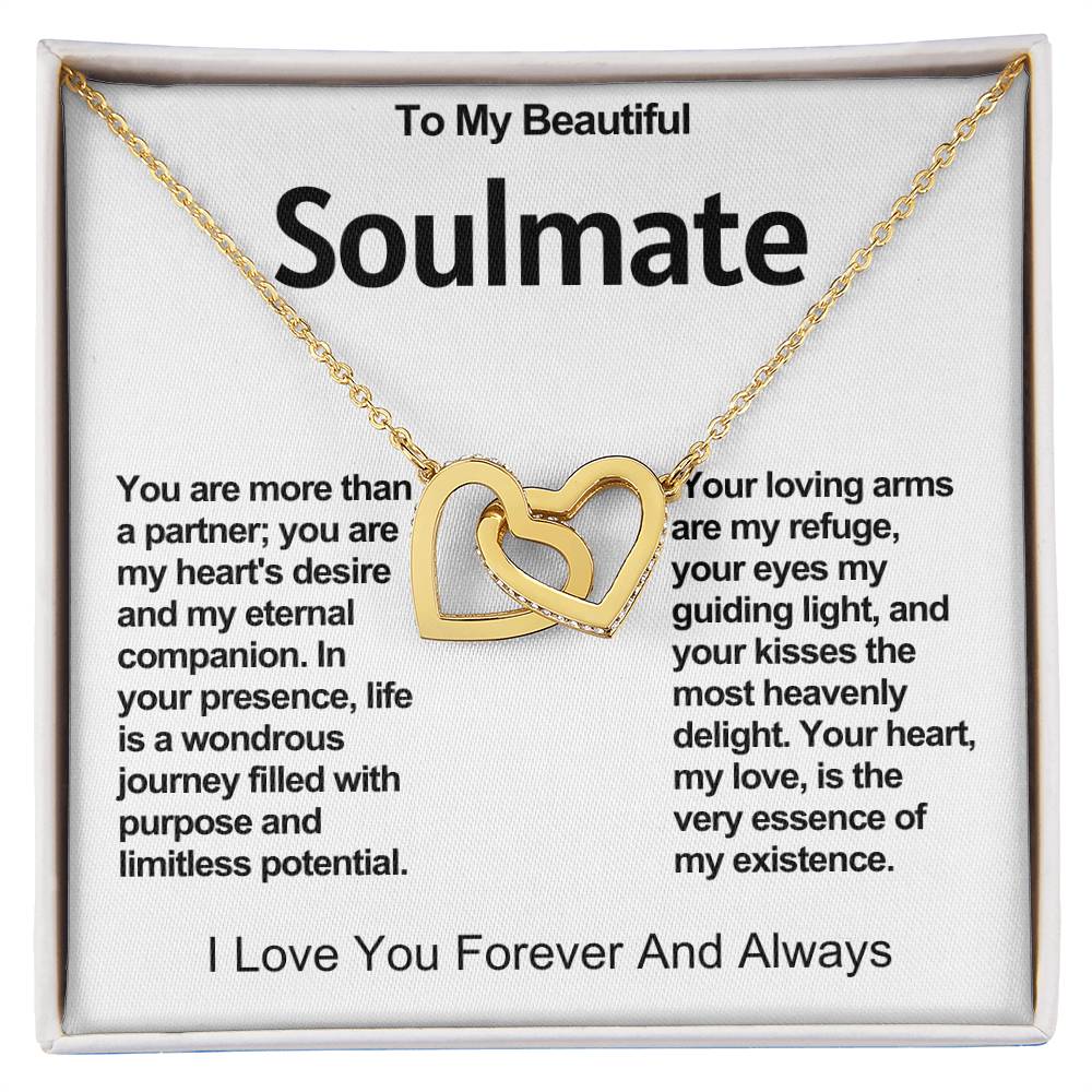 To My Beautiful Soulmate Interlocking Hearts Necklace