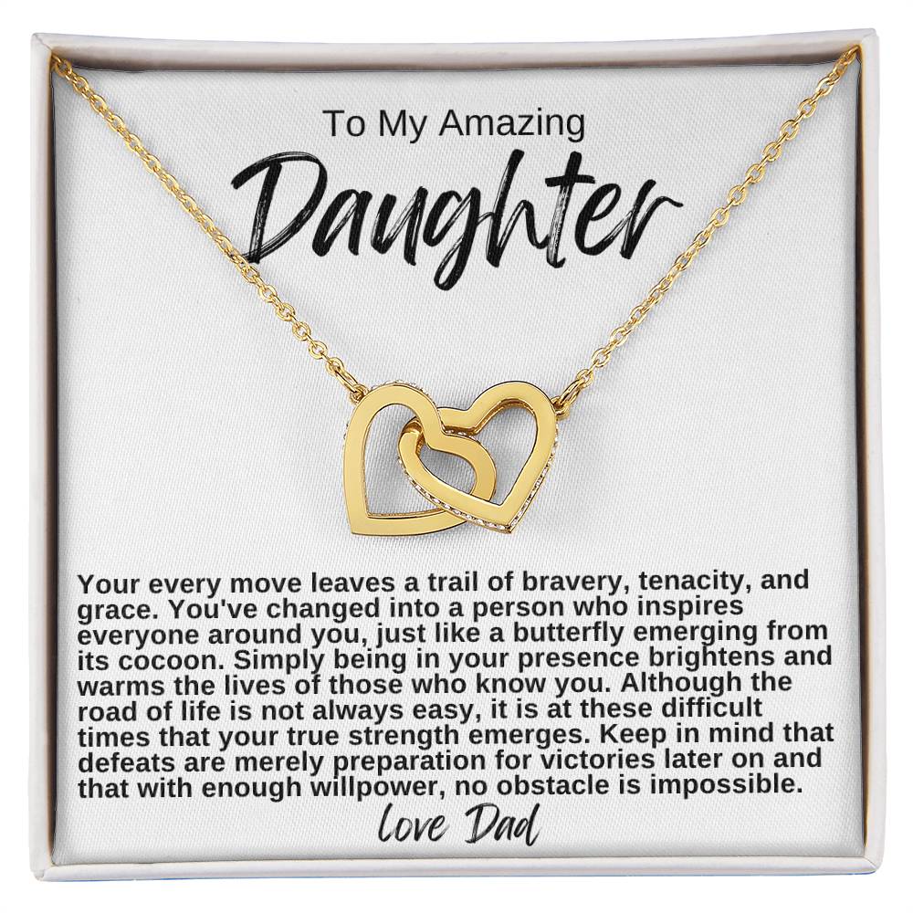 To My Amazing Daughter Hearts Necklace