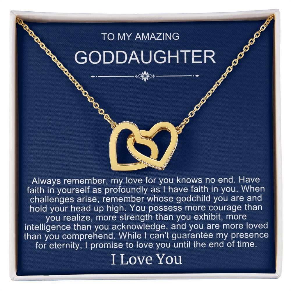 Beautiful Gift To Goddaughter from God Parent Double Heart Necklace