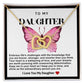 Daughter Double Heart Necklace- Pink Butterfly