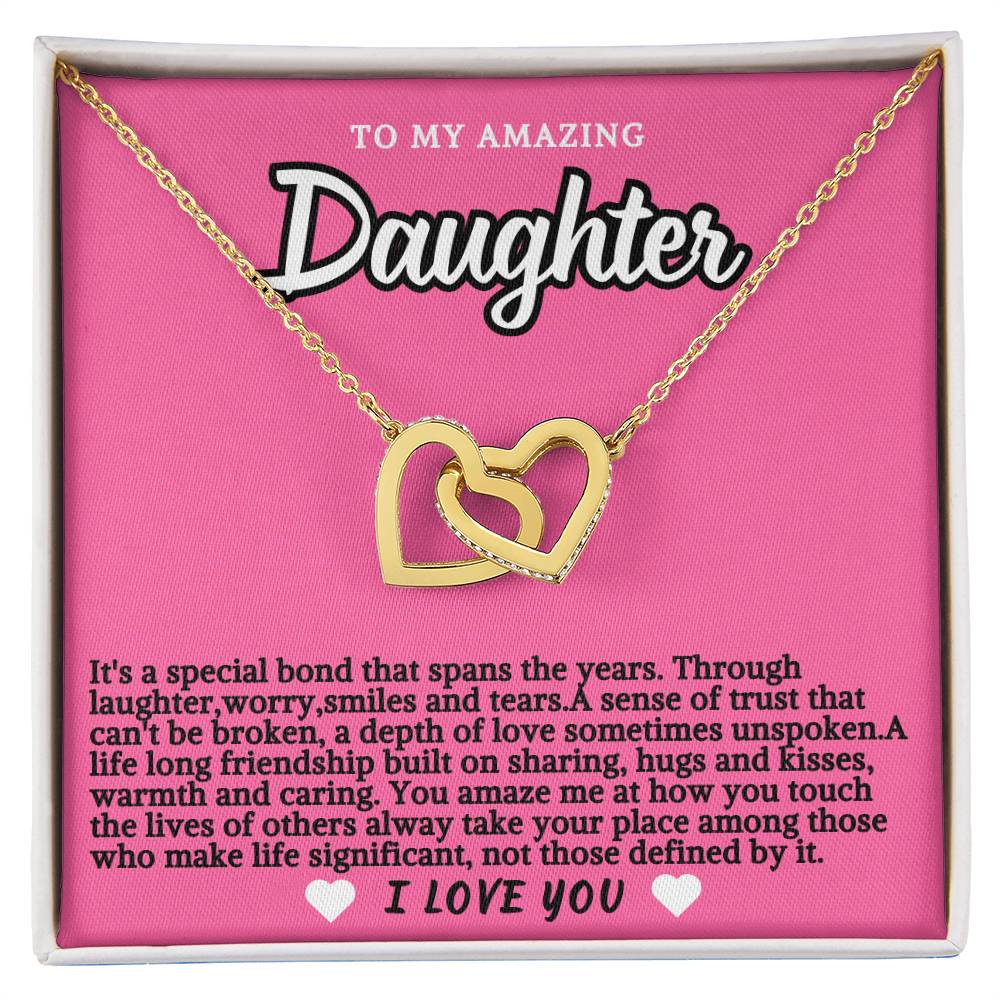 Pink Design Daughter Hearts Necklace