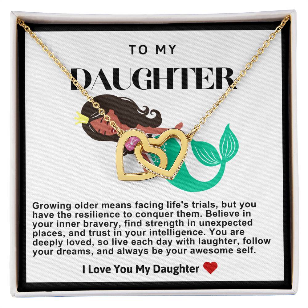 Daughter Double Heart Necklace-Mermaid