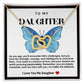 Daughter Double Heart Necklace- Blue Butterfly