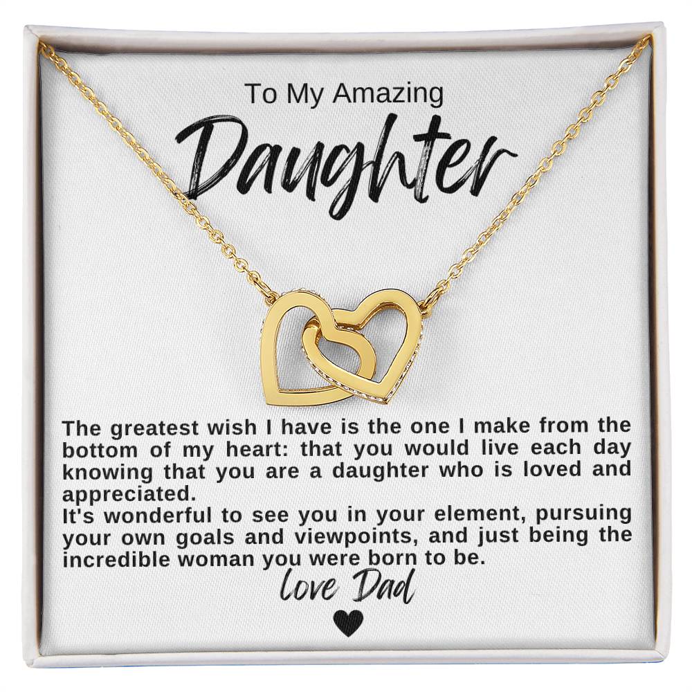 To My Amazing Daughter Hearts Necklace