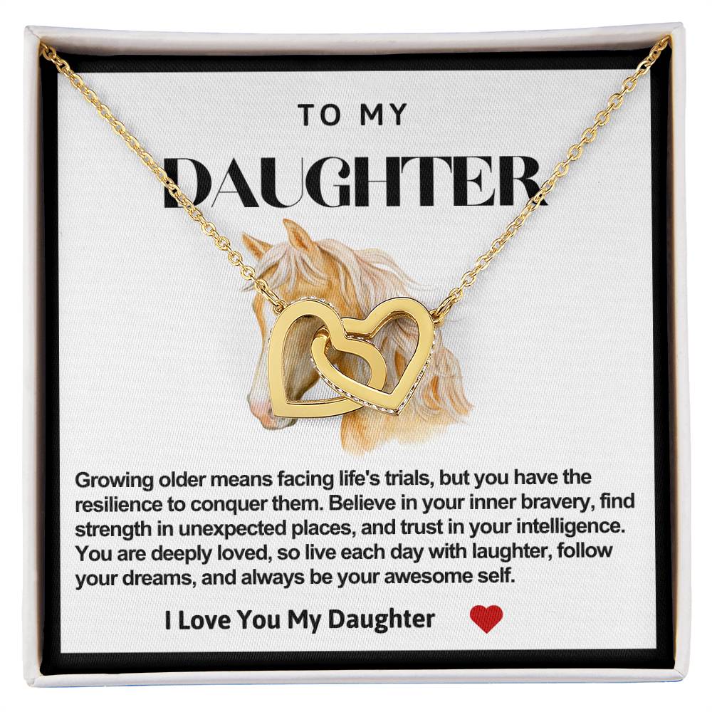 Daughter Double Heart Necklace-Horse