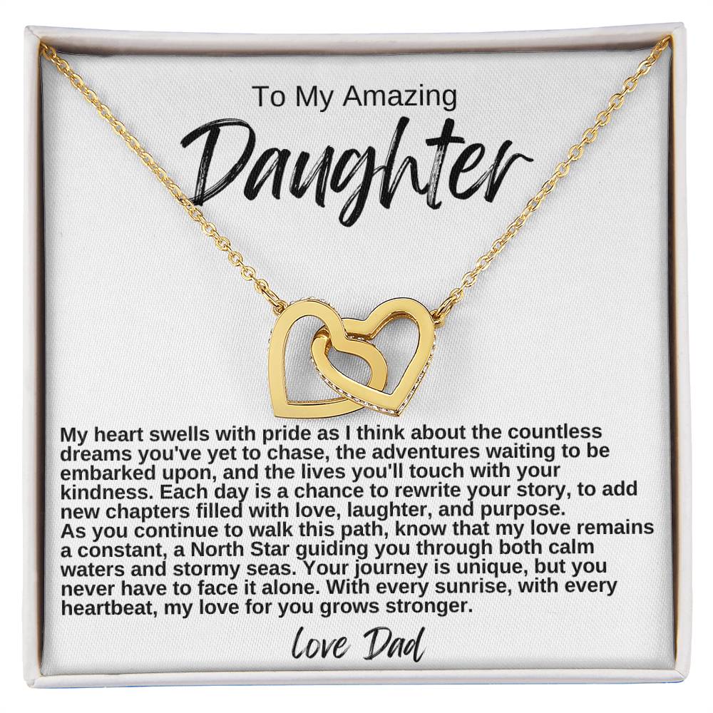 To My Amazing Daughter Hearts Necklace