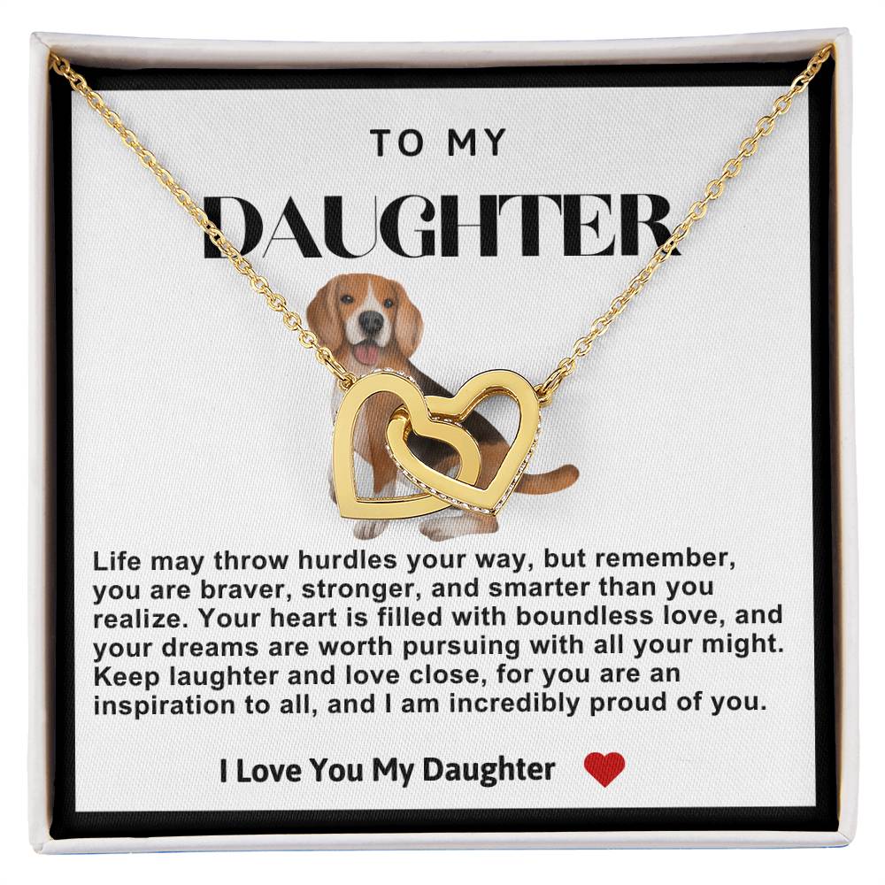 Daughter Double Heart Necklace- Puppy