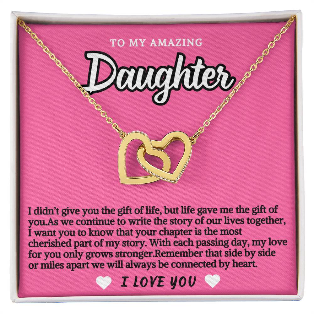 Pink Design Daughter Hearts Necklace