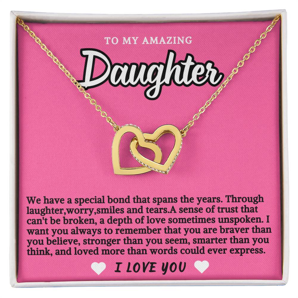 Pink Design Daughter Hearts Necklace