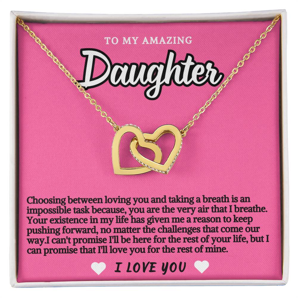 Pink Design Daughter Hearts Necklace