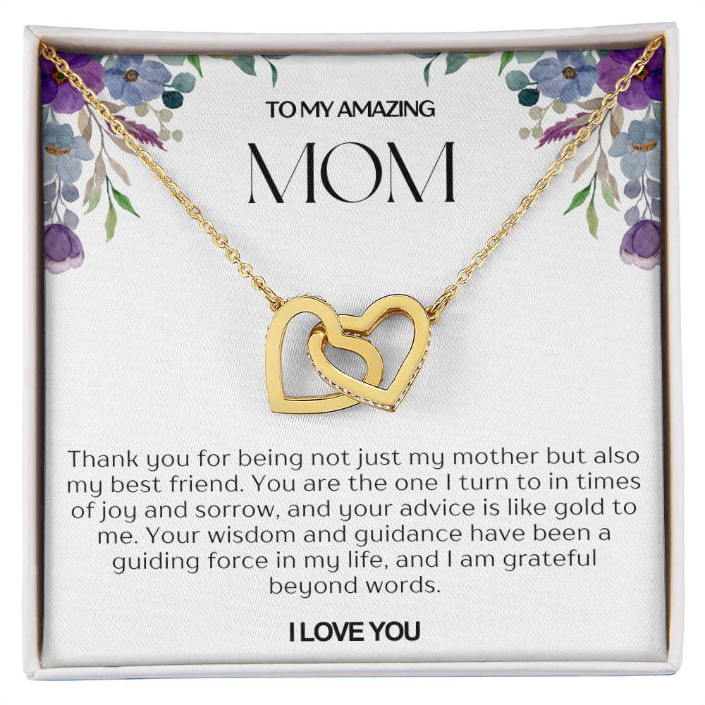 To My Amazing Mom Double Hearts Necklace