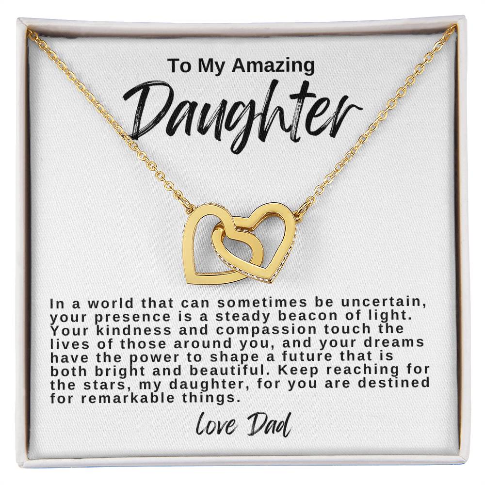 To My Amazing Daughter Hearts Necklace