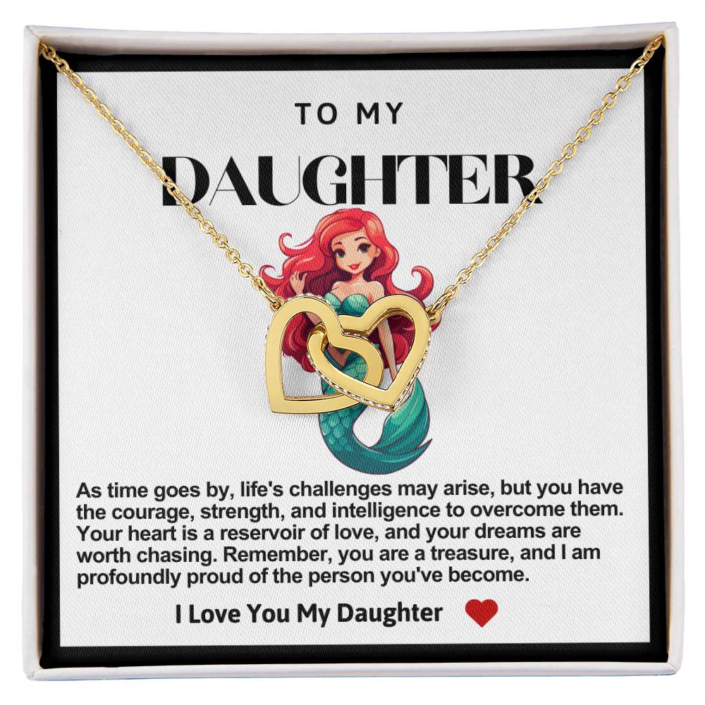 Daughter Double Heart Necklace- Mermaid