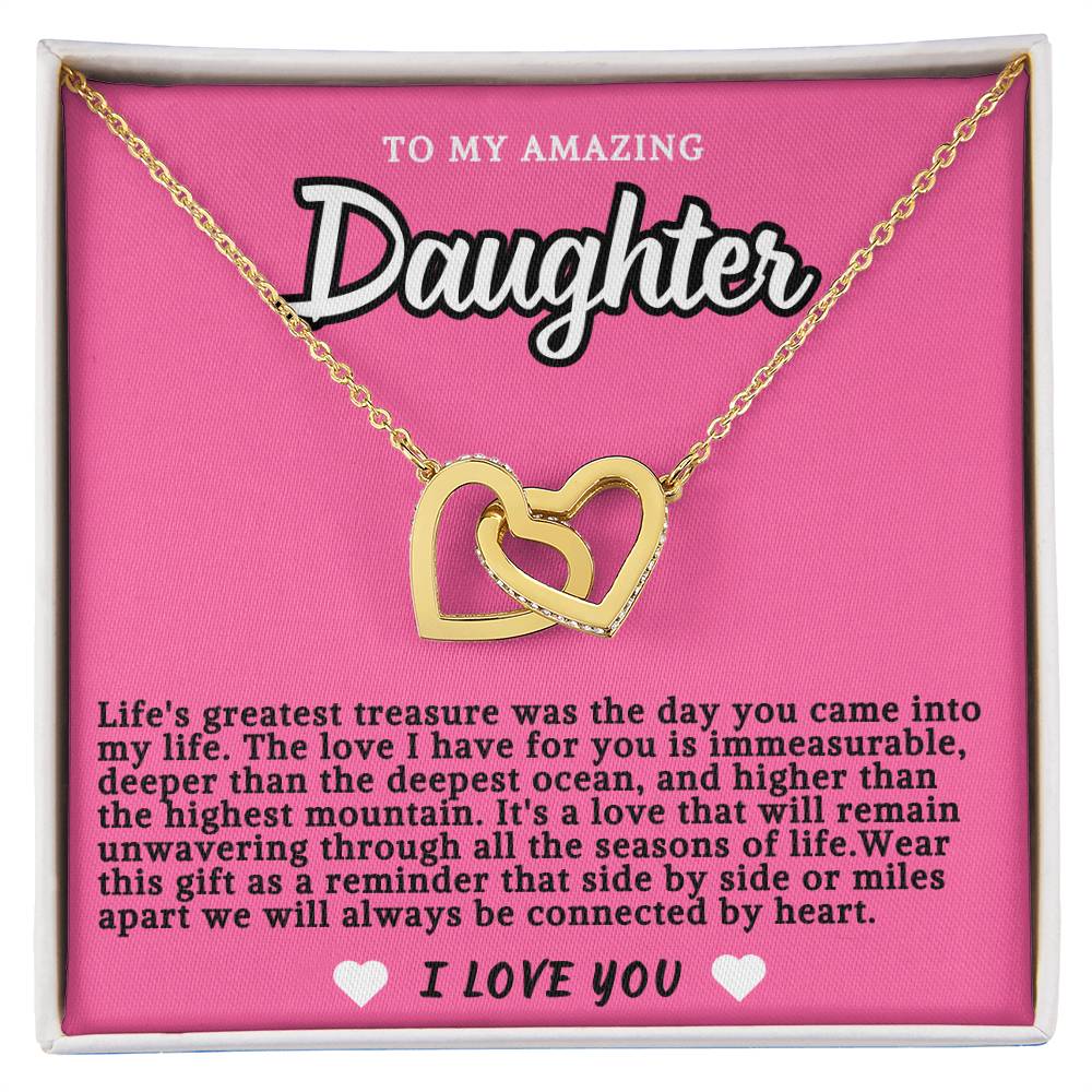 Pink Design Daughter Hearts Necklace