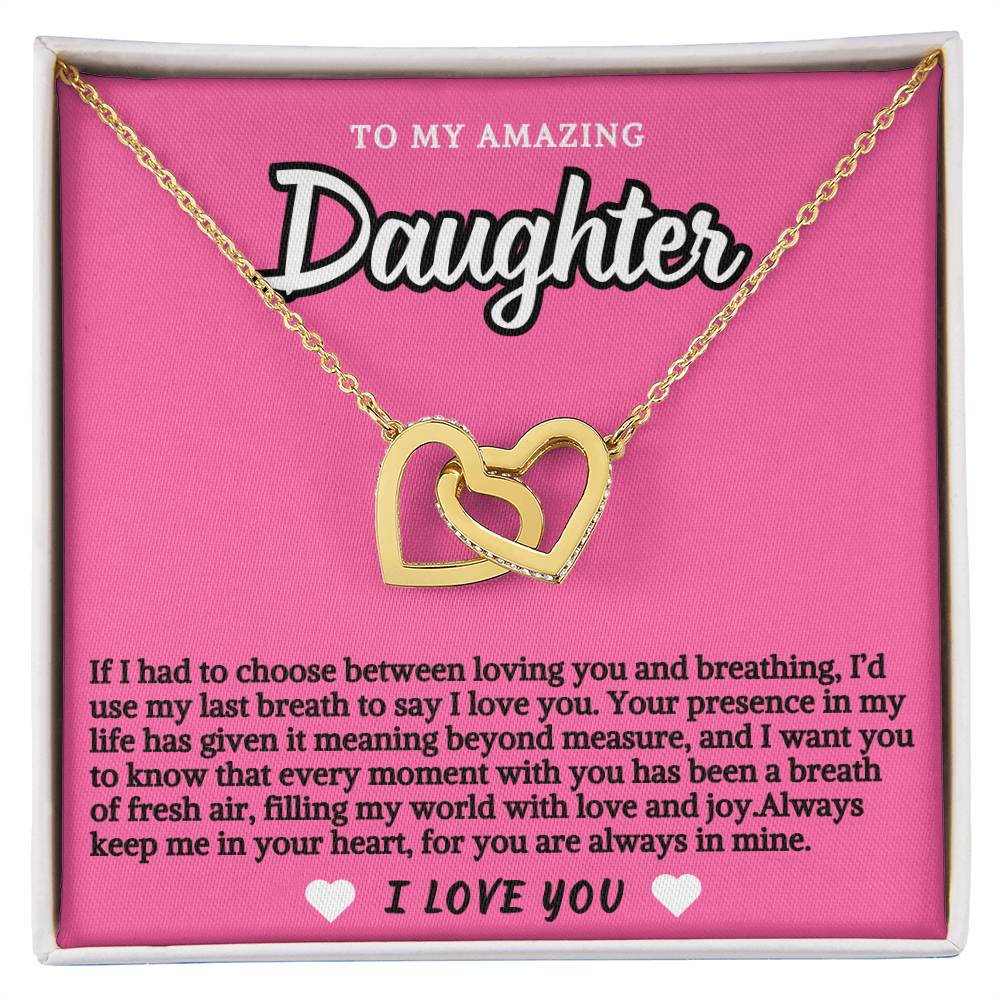 Pink Design Daughter Hearts Necklace