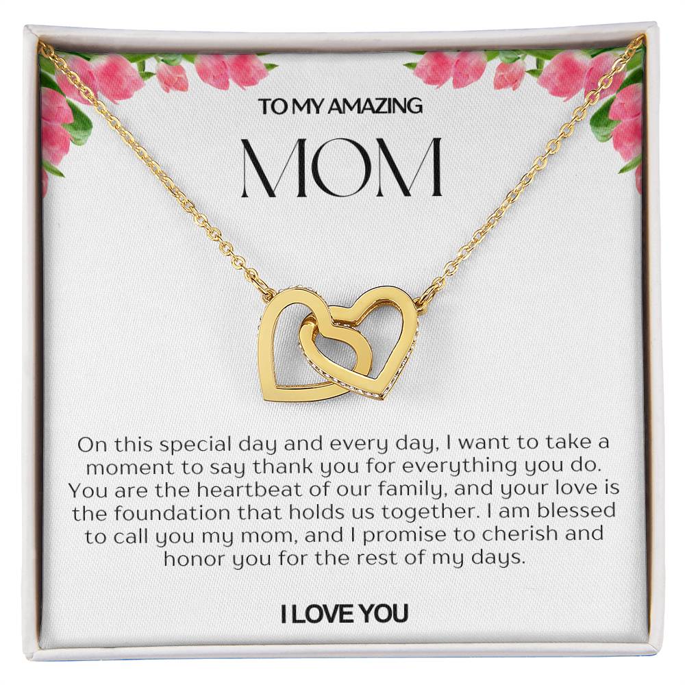 To My Amazing Mom Double Hearts Necklace