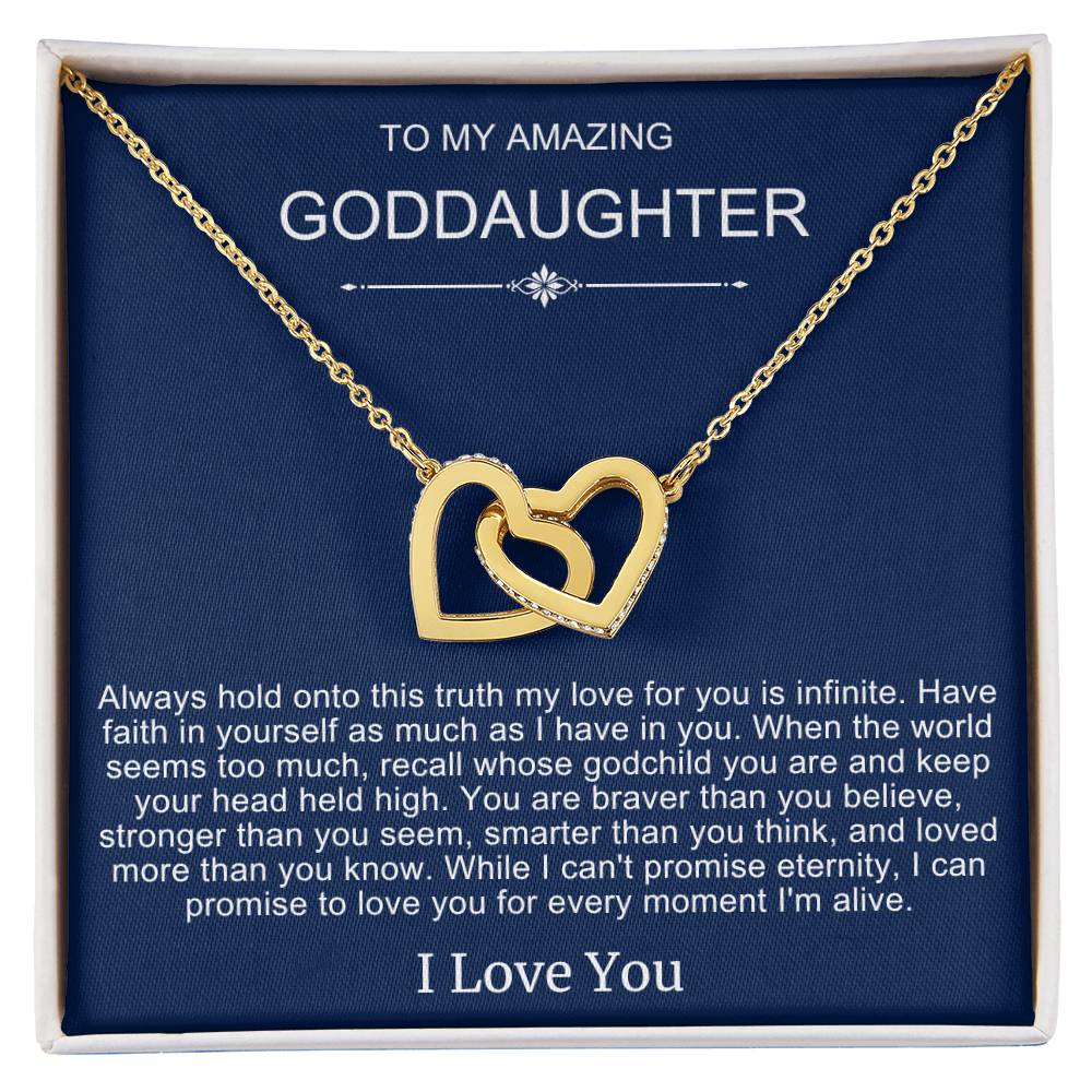 Beautiful Gift To Goddaughter from God Parent Double Heart Necklace