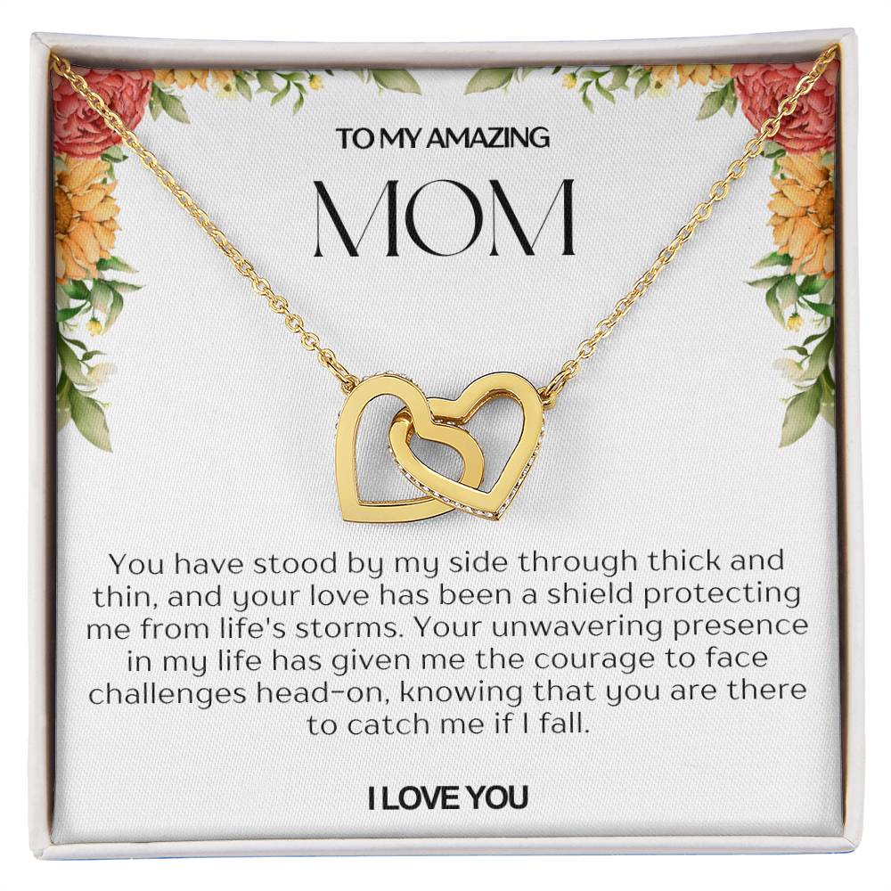 To My Amazing Mom Double Hearts Necklace