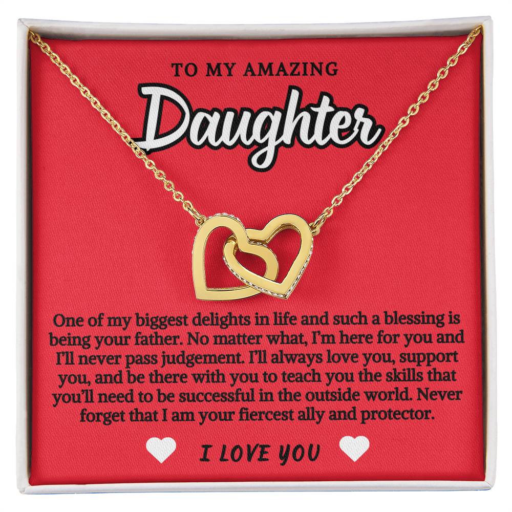 To Daughter From Father Double Hearts Necklace