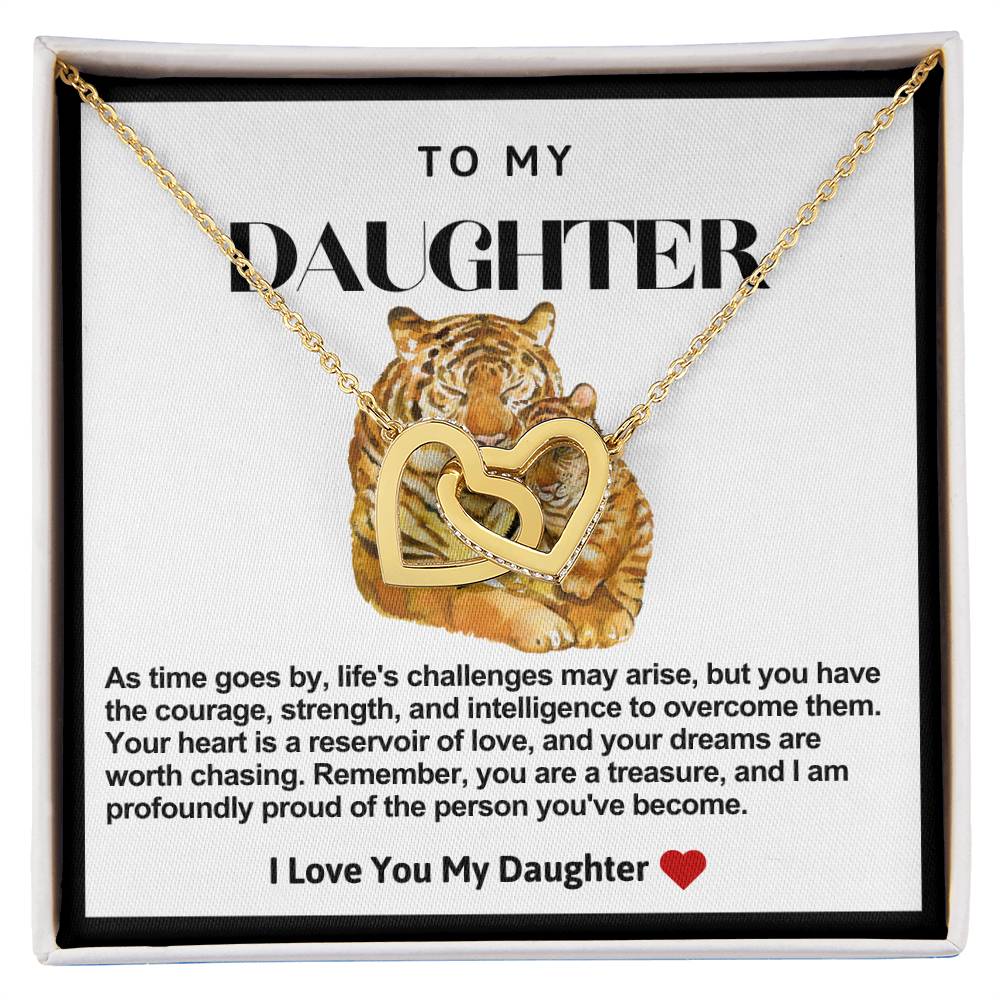 Daughter Double Heart Necklace- Tiger