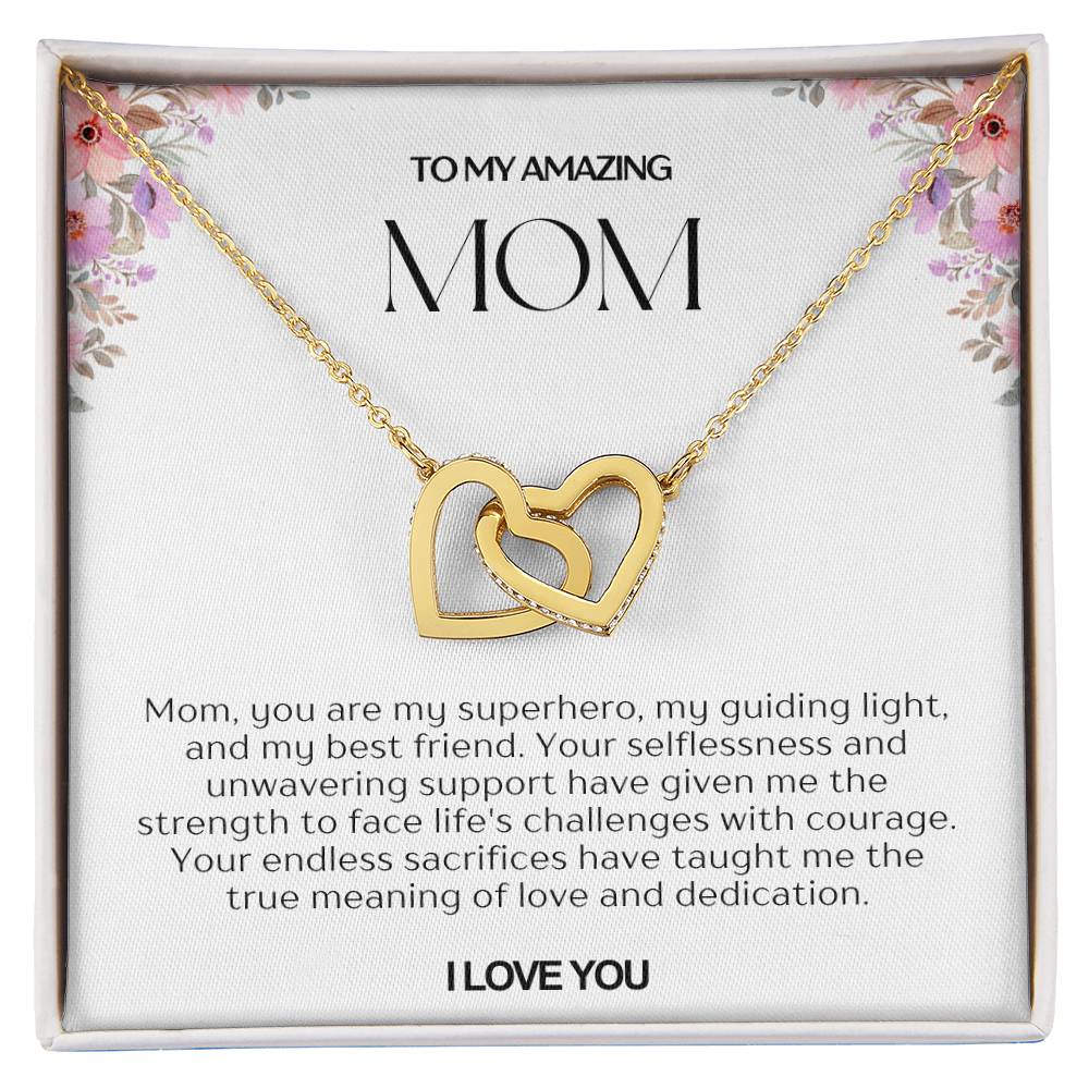 To My Amazing Mom Double Hearts Necklace