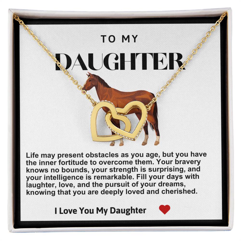 Daughter Double Heart Necklace- Horse